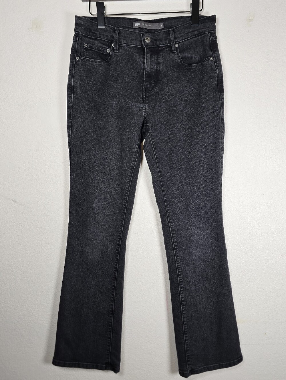 Levi's 515 Mid Rise Bootcut Jeans 6M Faded Black Charcoal Stretch Womens 31x31